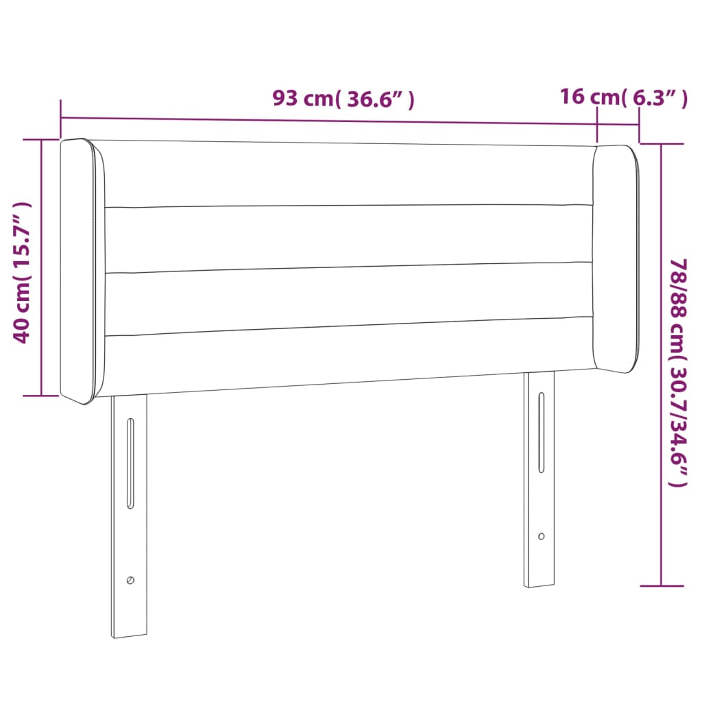 vidaXL Cabeceira de cama c/ luzes LED tecido 93x16x78/88cm cinza-claro