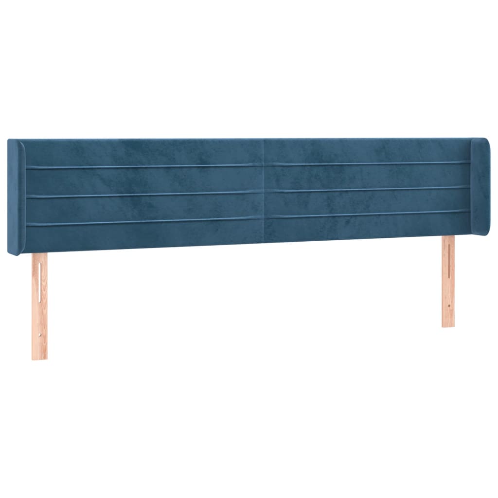 vidaXL Cabeceira cama c/ luzes LED veludo 163x16x78/88 cm azul-escuro