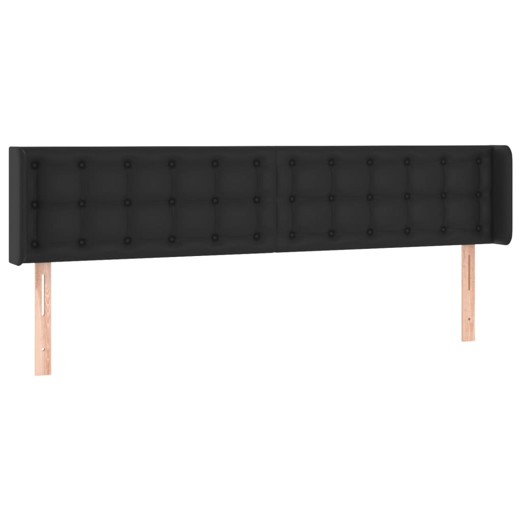 vidaXL Cabeceira de cama c/ LED couro artificial 163x16x78/88 cm preto