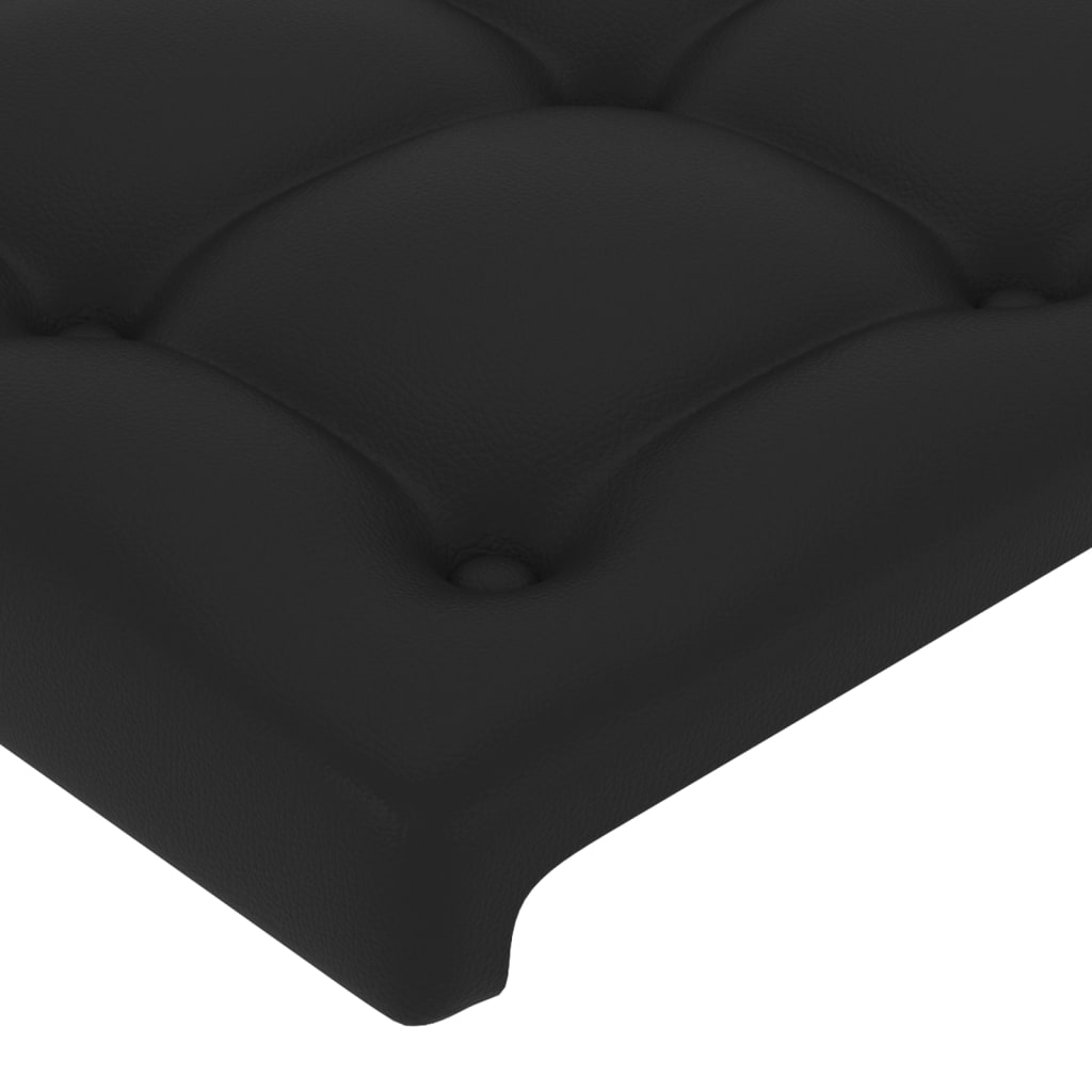 vidaXL Cabeceira de cama c/ LED couro artificial 163x16x78/88 cm preto