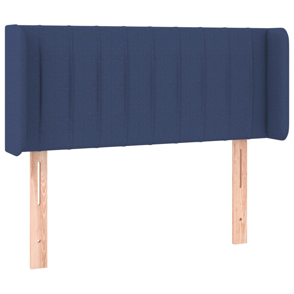 vidaXL Cabeceira de cama c/ luzes LED tecido 93x16x78/88 cm azul