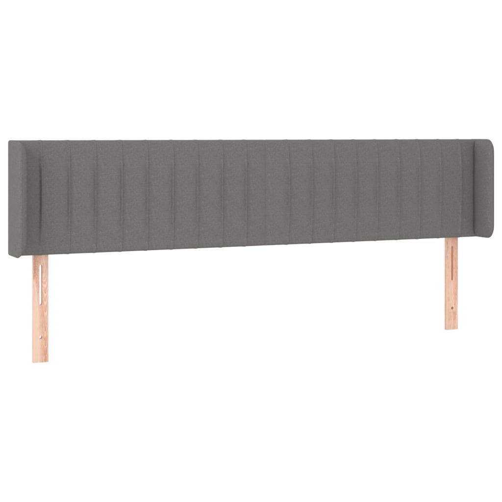 vidaXL Cabeceira cama c/ luzes LED tecido 203x16x78/88cm cinza-escuro