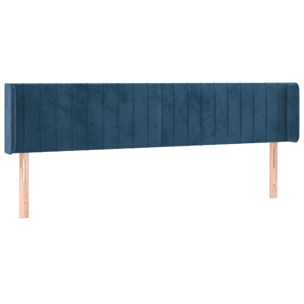 vidaXL Cabeceira cama c/ luzes LED veludo 203x16x78/88 cm azul-escuro