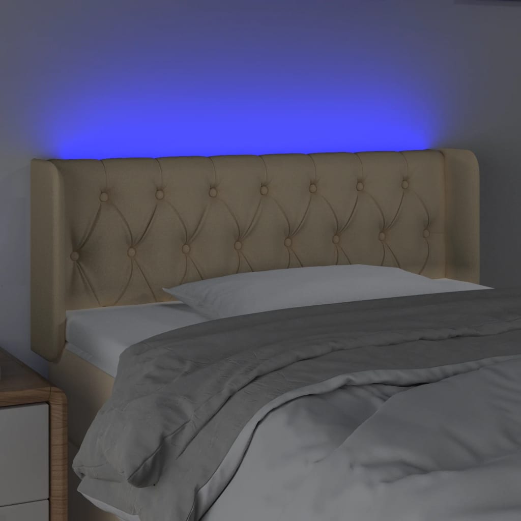 vidaXL Cabeceira de cama c/ luzes LED tecido 93x16x78/88 cm cor creme