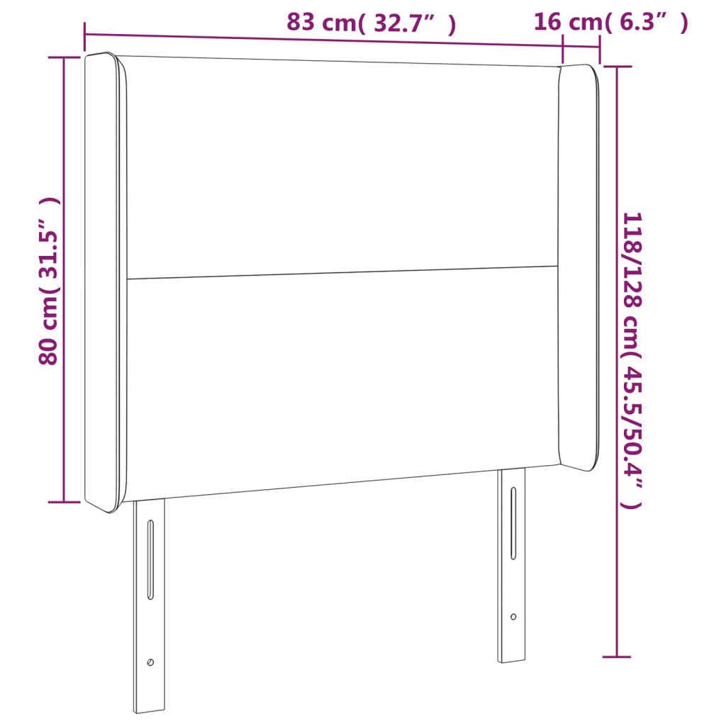 vidaXL Cabeceira de cama c/ luzes LED tecido 83x16x118/128 cm castanho