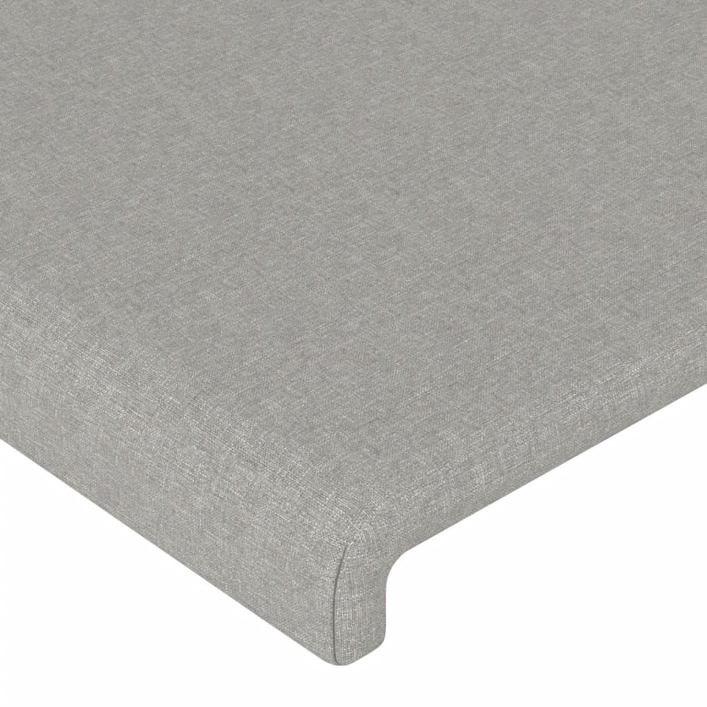 vidaXL Cabeceira cama c/ luzes LED tecido 103x16x118/128cm cinza-claro