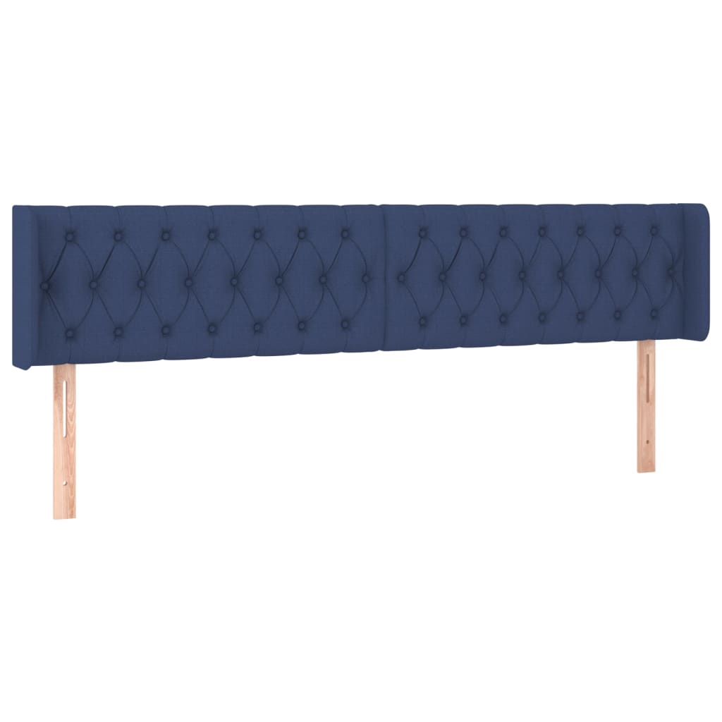 vidaXL Cabeceira de cama c/ luzes LED tecido 203x16x78/88 cm azul