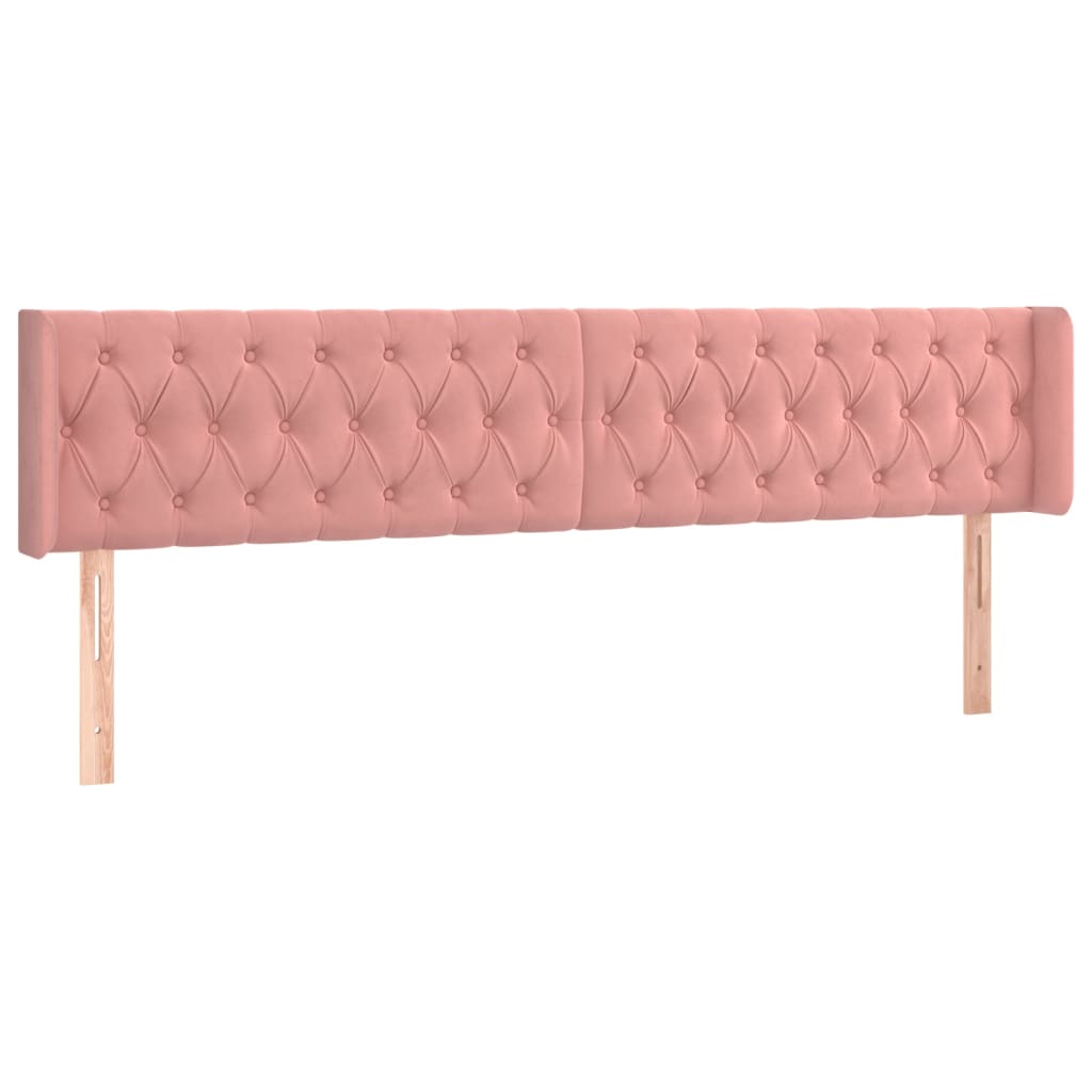 vidaXL Cabeceira de cama c/ luzes LED veludo 183x16x78/88 cm rosa