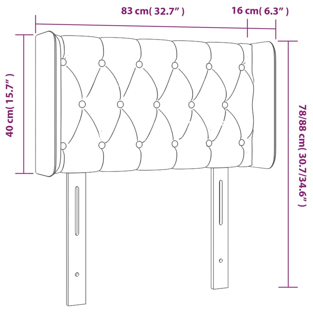 vidaXL Cabeceira de cama c/ luzes LED veludo 83x16x78/88cm cinza-claro