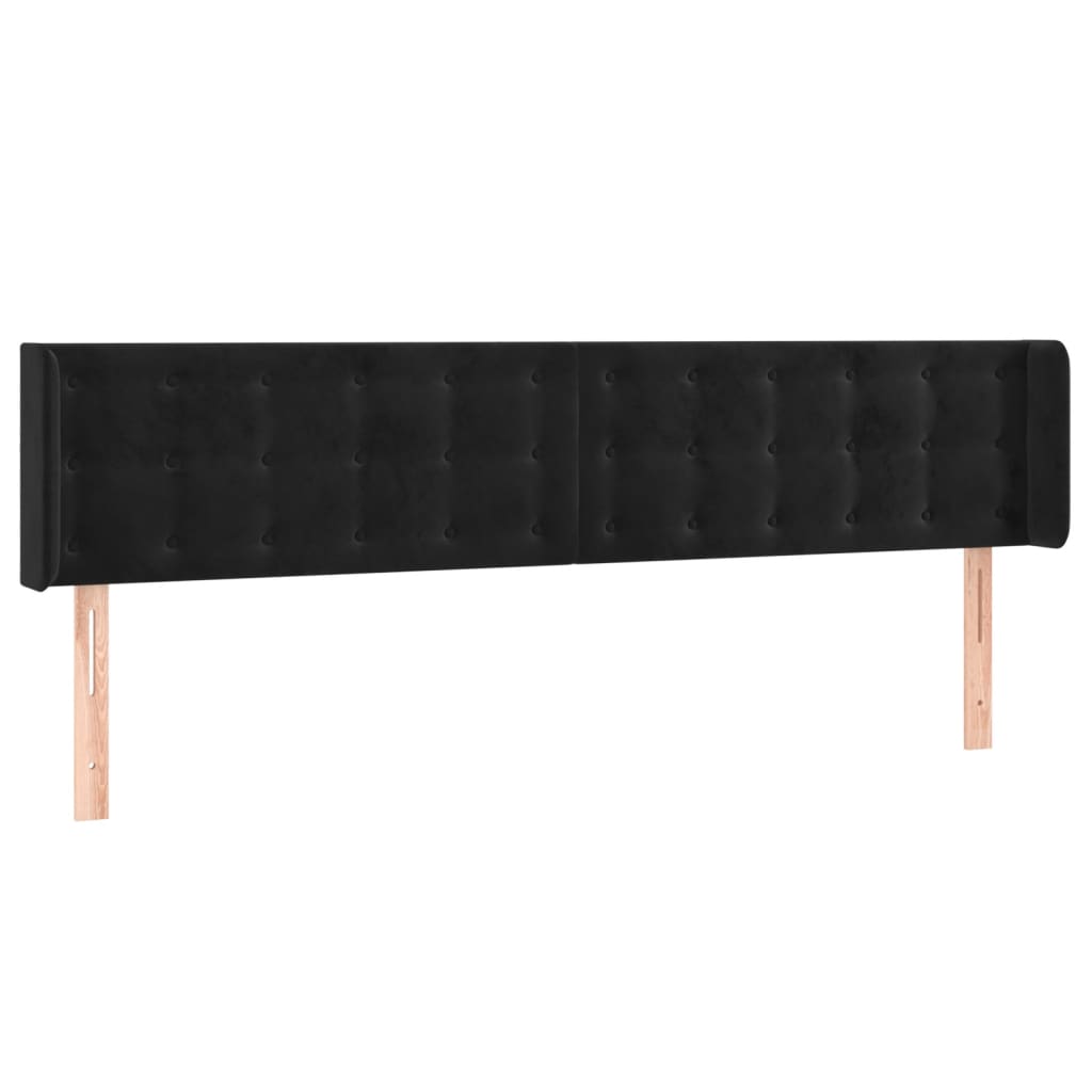 vidaXL Cabeceira de cama c/ luzes LED veludo 163x16x78/88 cm preto