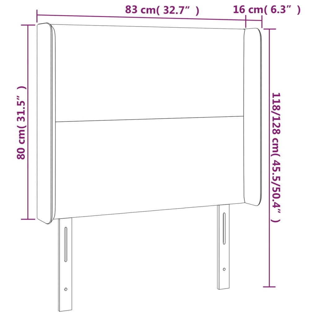 vidaXL Cabeceira de cama c/ luzes LED veludo 83x16x118/128 cm rosa