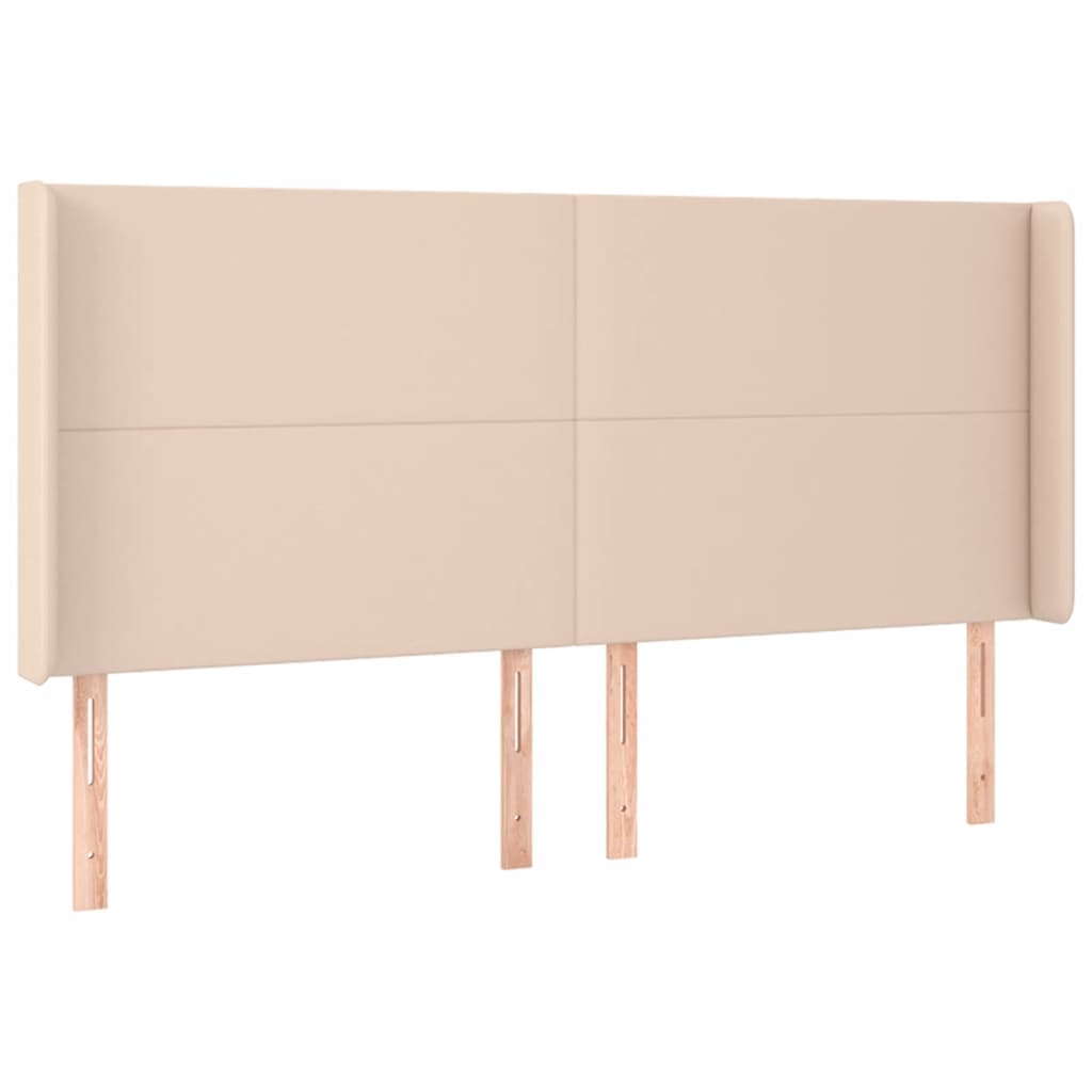 vidaXL Cabeceira cama c/ LED couro artif. 203x16x118/128 cm cappuccino