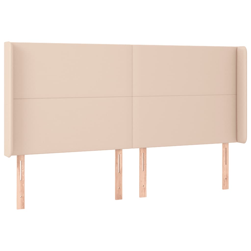 vidaXL Cabeceira cama c/ LED couro artif. 163x16x118/128 cm cappuccino