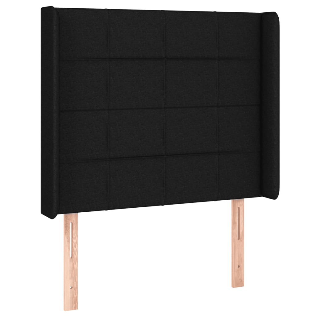 vidaXL Cabeceira de cama c/ luzes LED tecido 83x16x118/128 cm preto