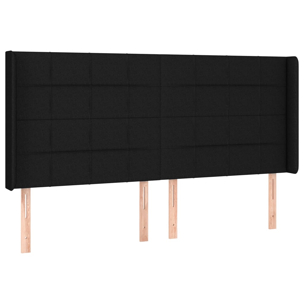 vidaXL Cabeceira de cama c/ luzes LED tecido 183x16x118/128 cm preto