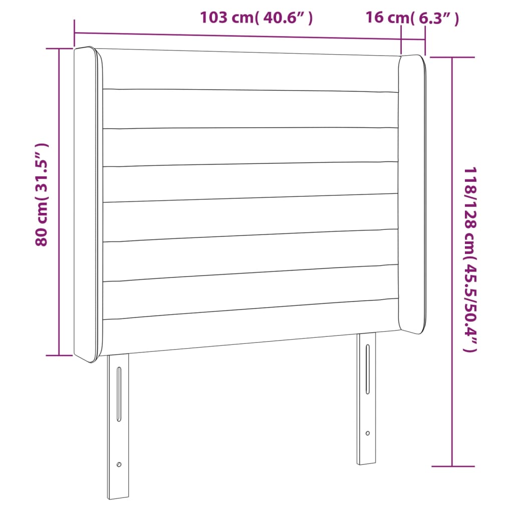 vidaXL Cabeceira cama c/ LED tecido 103x16x118/128cm cinza-acastanhado