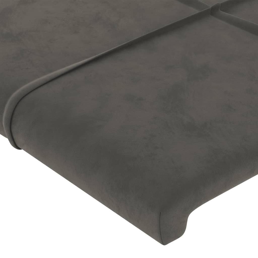 vidaXL Cabeceira de cama c/ LED veludo 103x16x118/128 cm cinza-escuro