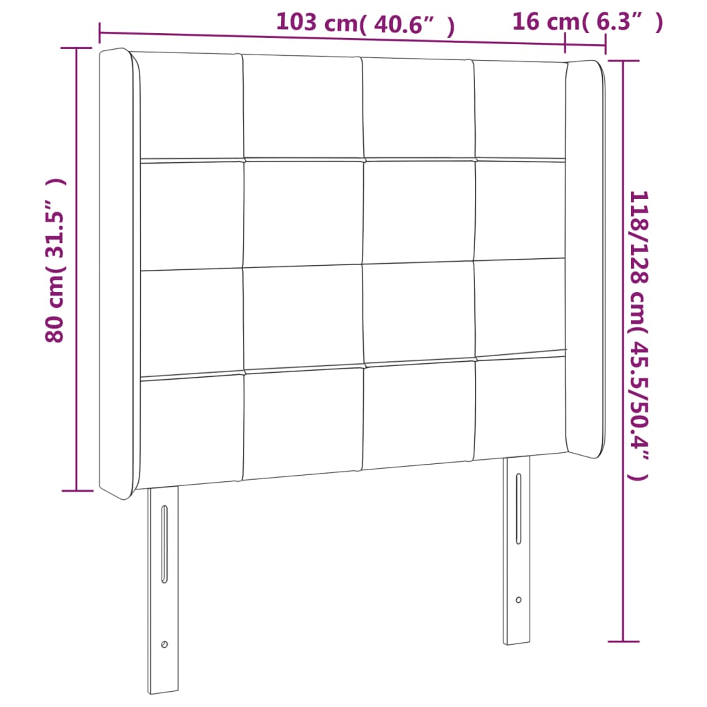 vidaXL Cabeceira de cama c/ LED veludo 103x16x118/128 cm cinza-escuro