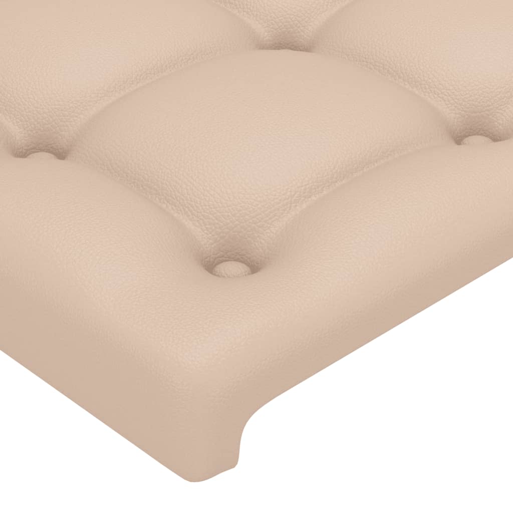 vidaXL Cabeceira cama c/ LED couro artif. 203x16x118/128 cm cappuccino