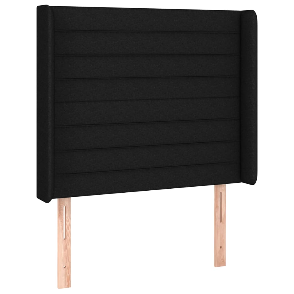 vidaXL Cabeceira de cama c/ luzes LED tecido 103x16x118/128 cm preto