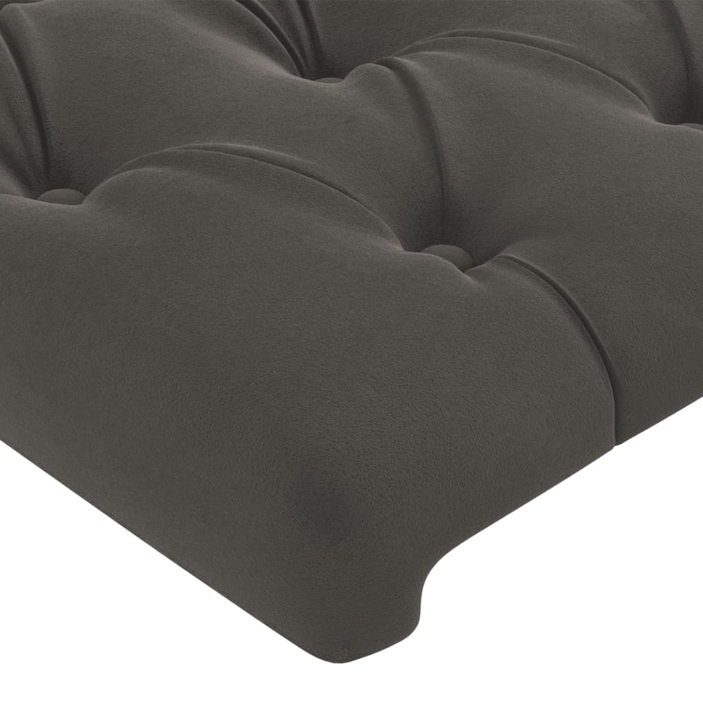 vidaXL Cabeceira de cama c/ LED veludo 183x16x118/128 cm cinza-escuro