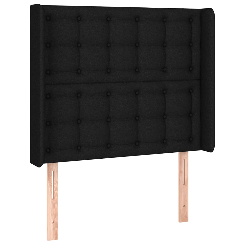 vidaXL Cabeceira de cama c/ luzes LED tecido 83x16x118/128 cm preto