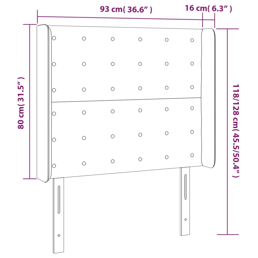 vidaXL Cabeceira cama c/ luzes LED veludo 93x16x118/128cm verde-escuro