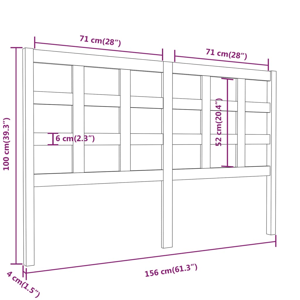 vidaXL Cabeceira de cama 156x4x100 cm pinho maciço castanho mel