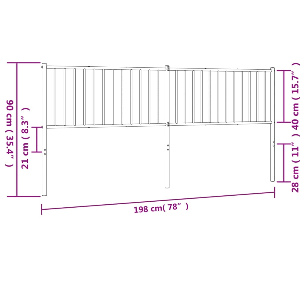 vidaXL Cabeceira de cama 193 cm metal preto