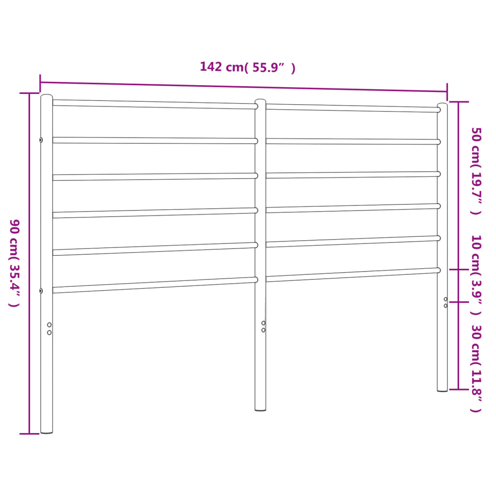 vidaXL Cabeceira de cama 135 cm metal preto