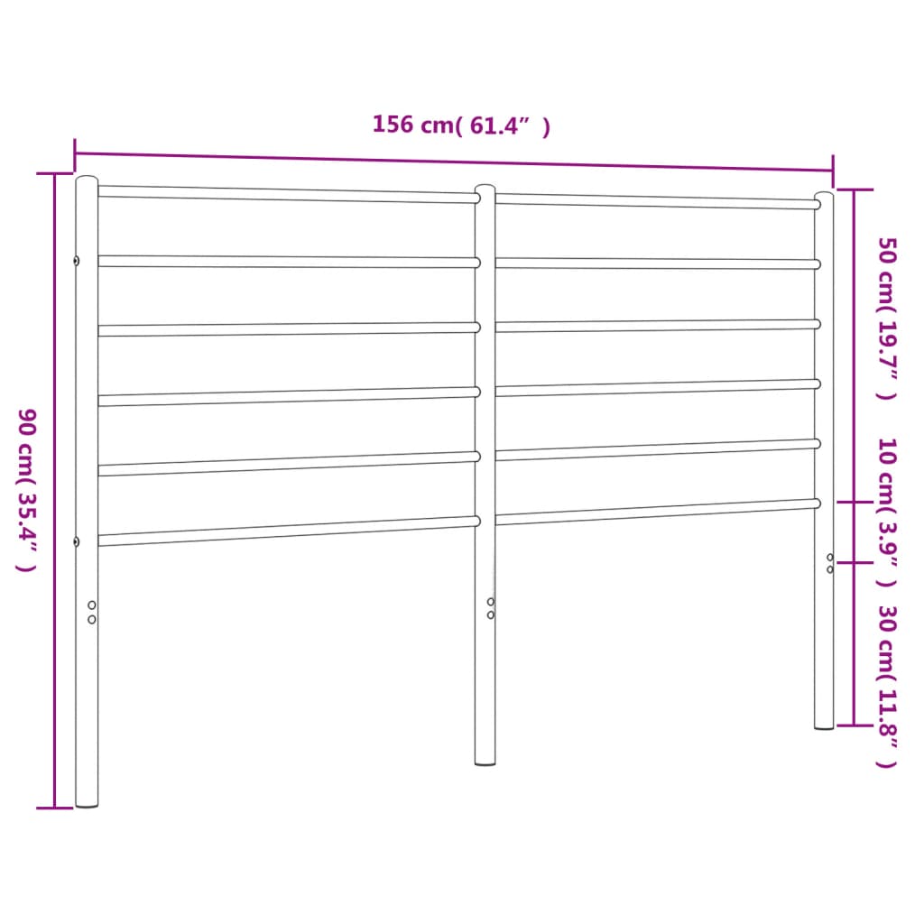 vidaXL Cabeceira de cama 150 cm metal preto