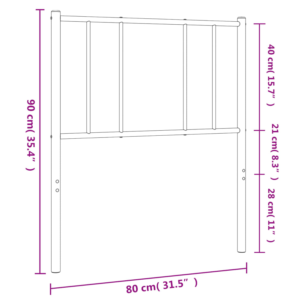 vidaXL Cabeceira de cama 75 cm metal preto