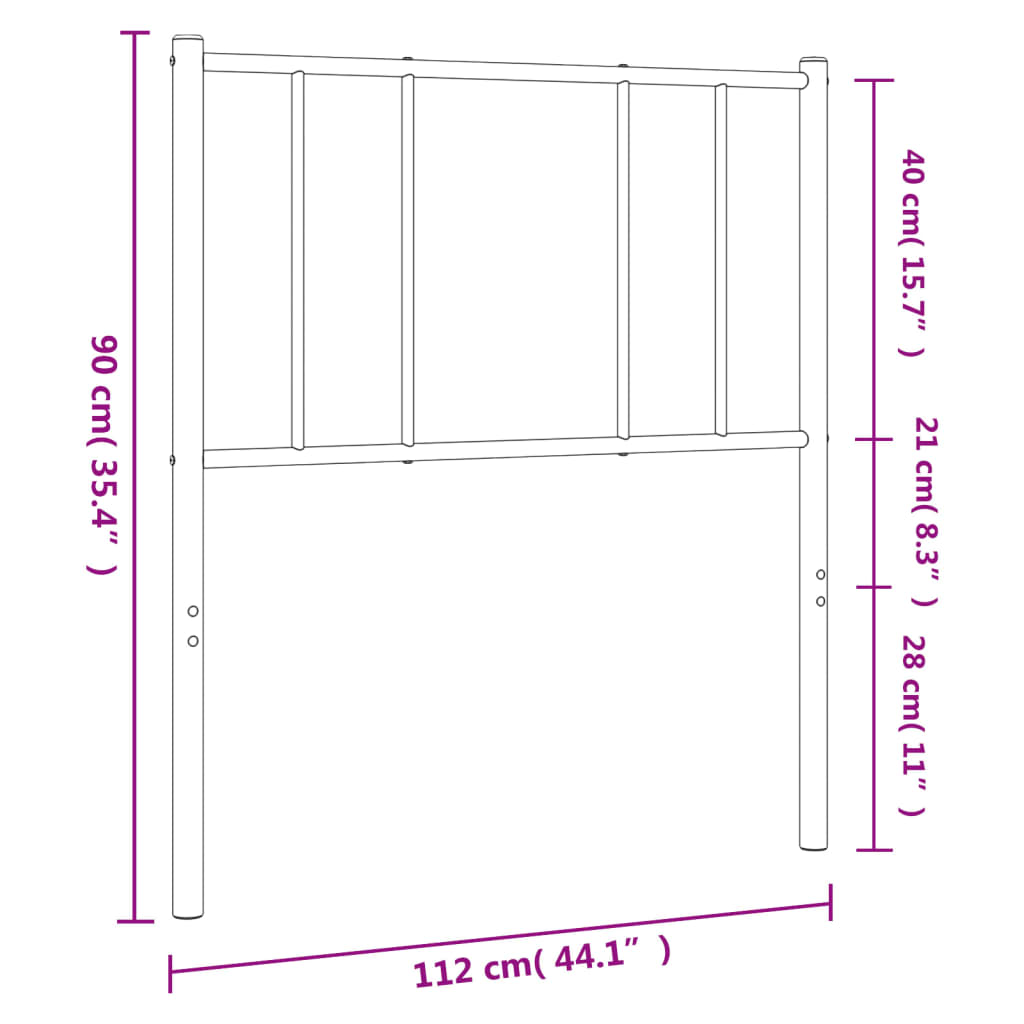 vidaXL Cabeceira de cama 107 cm metal branco