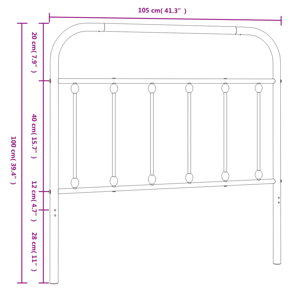 vidaXL Cabeceira de cama 100 cm metal branco