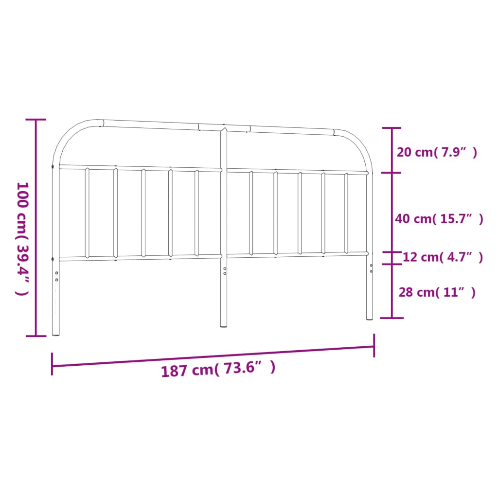 vidaXL Cabeceira de cama 180 cm metal branco