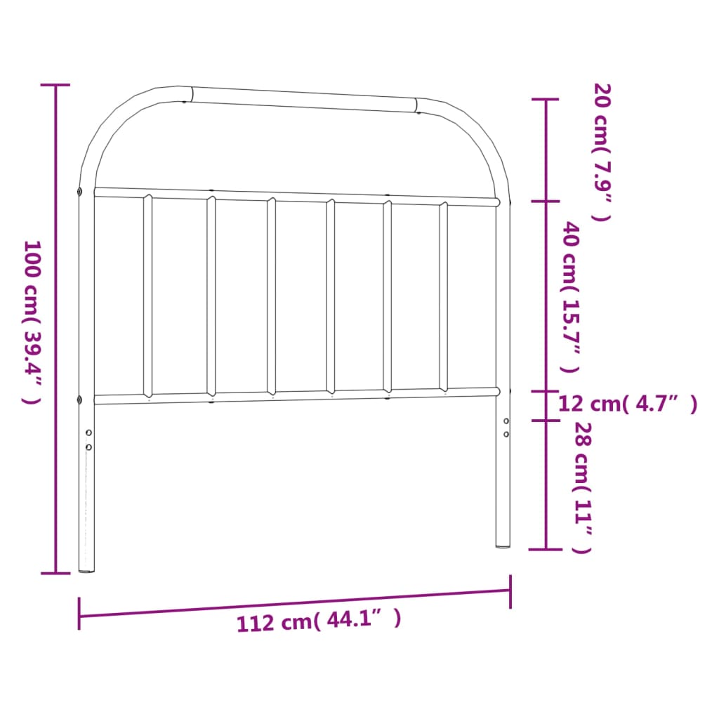 vidaXL Cabeceira de cama 107 cm metal preto