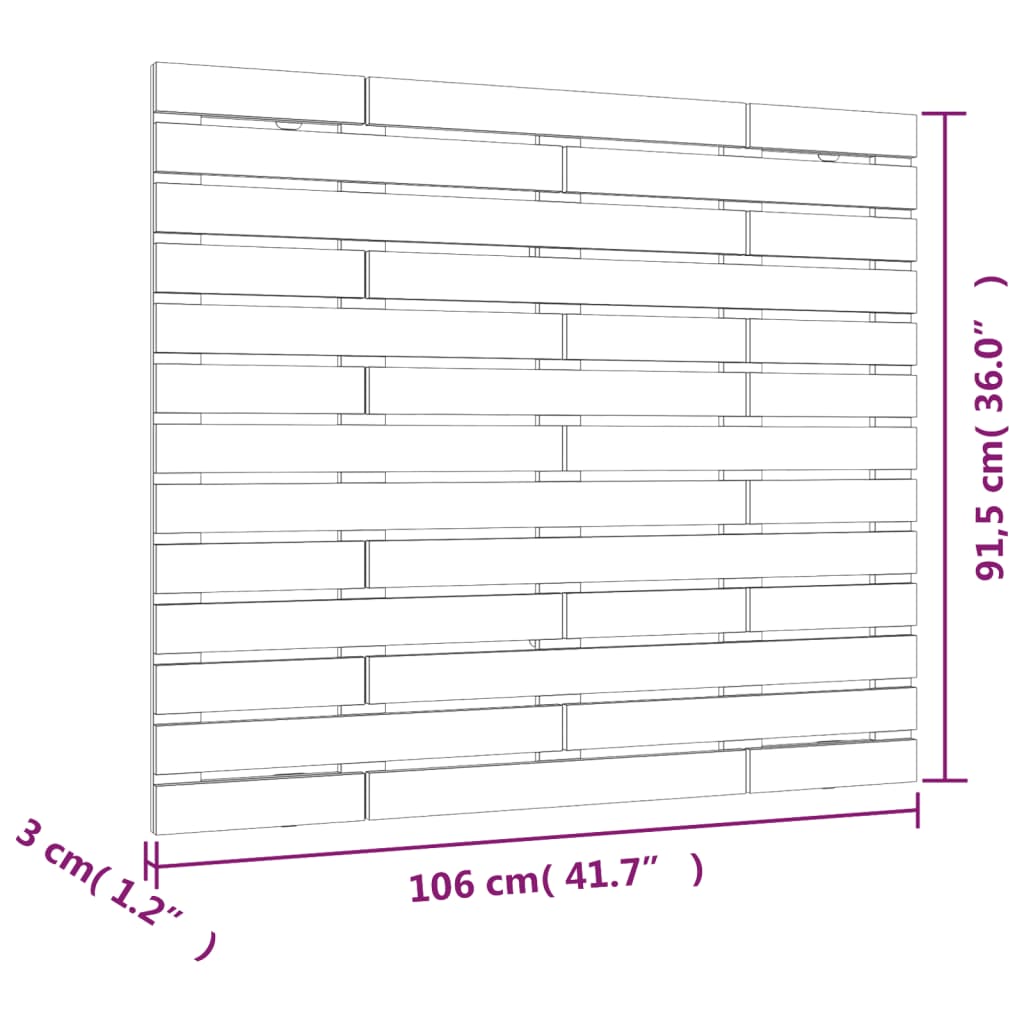 vidaXL Cabeceira de parede 106x3x91,5 cm pinho maciço castanho-mel