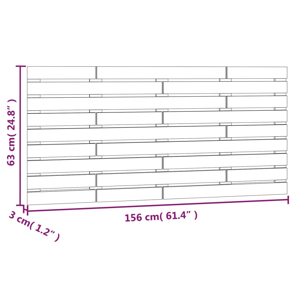 vidaXL Cabeceira de parede 156x3x63 cm madeira de pinho maciça cinza