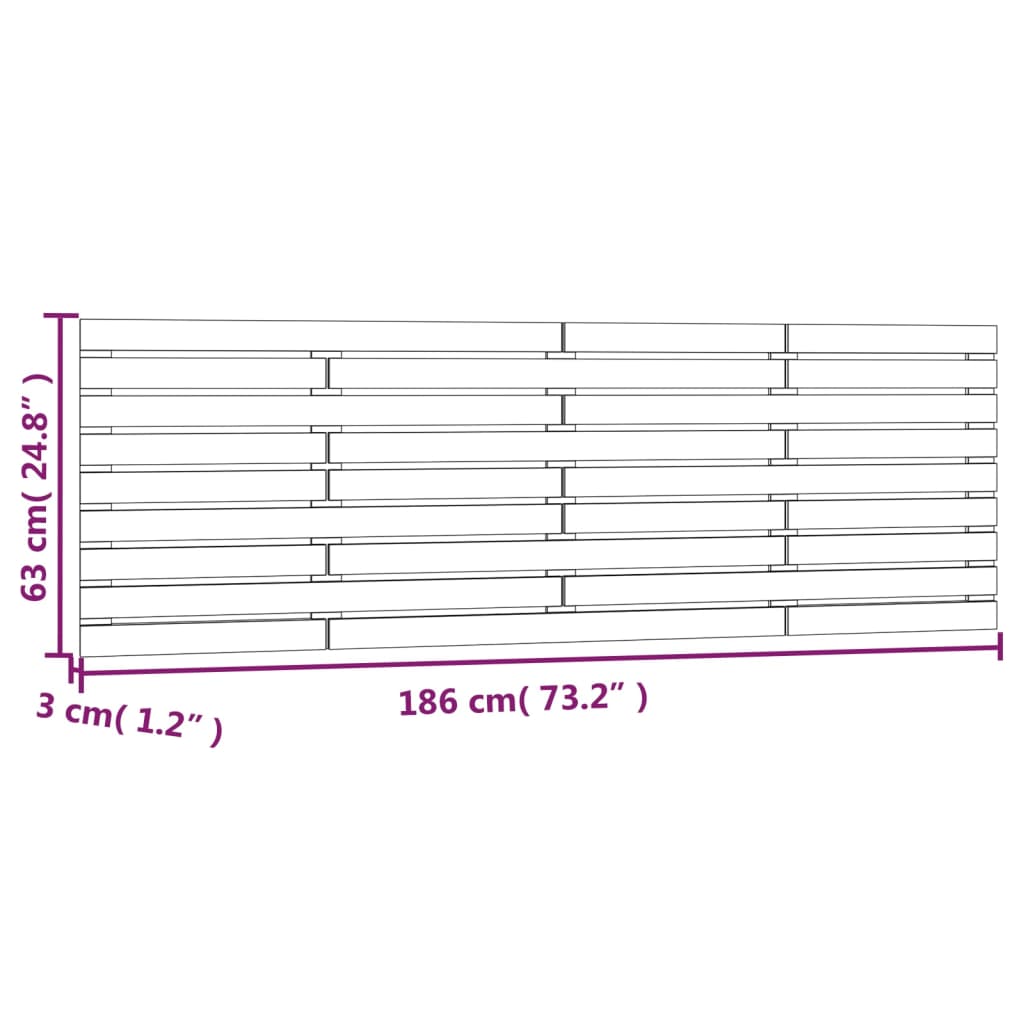 vidaXL Cabeceira de parede 186x3x63 cm madeira de pinho maciça branco