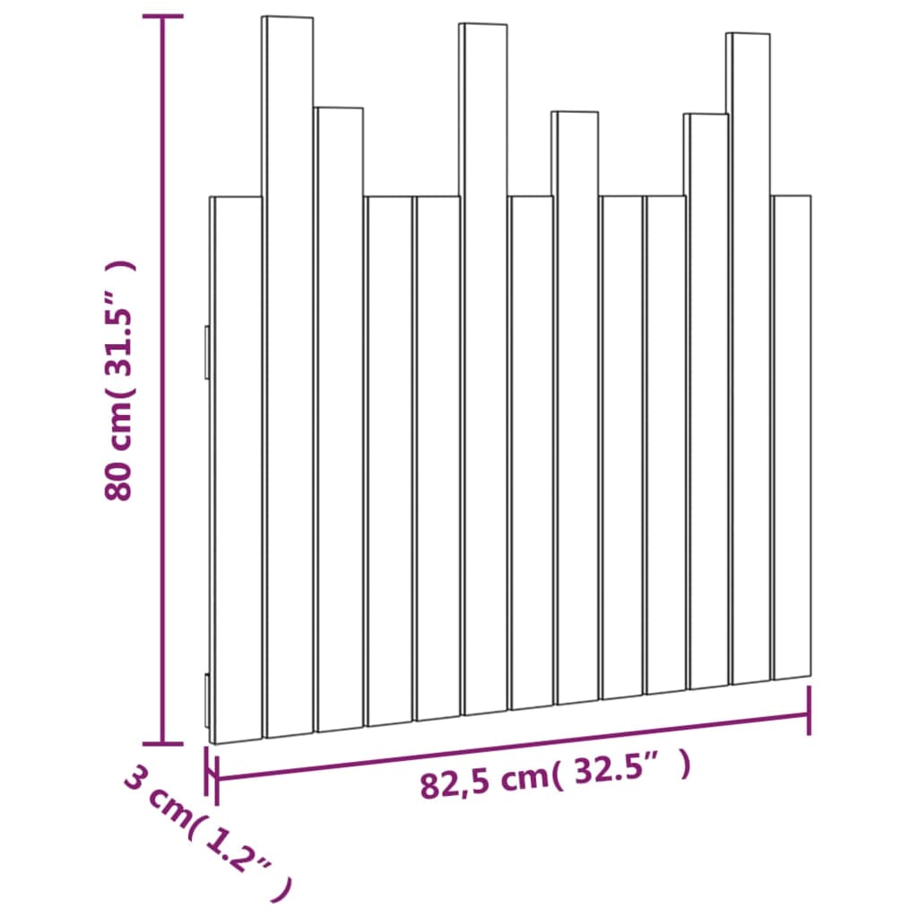 vidaXL Cabeceira de parede 82,5x3x80 cm madeira de pinho maciça branco