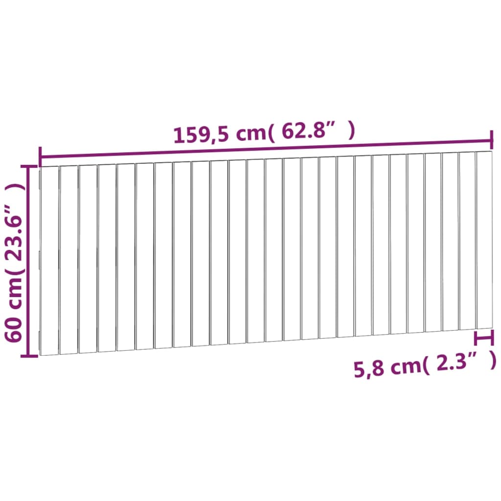 vidaXL Cabeceira de parede 159,5x3x60 cm madeira de pinho maciça cinza