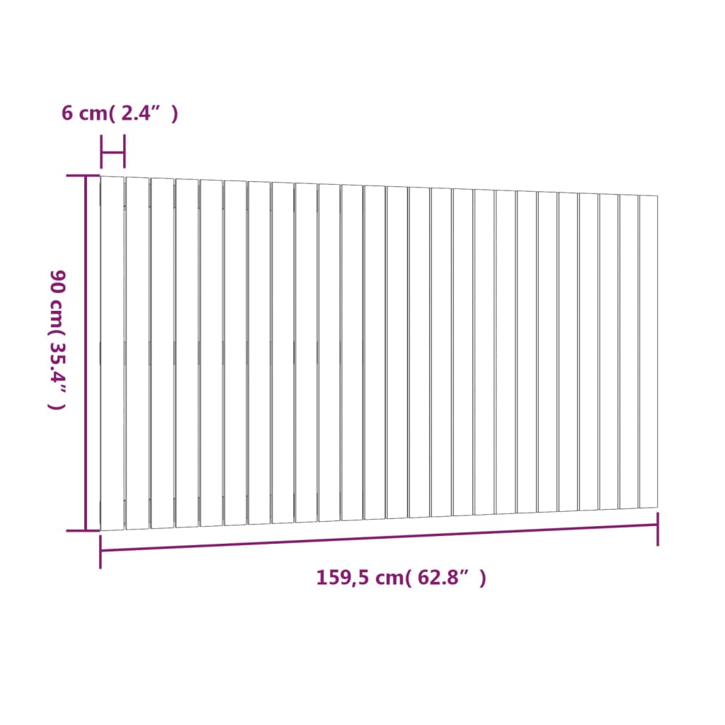 vidaXL Cabeceira de parede 159,5x3x90 cm pinho maciço branco