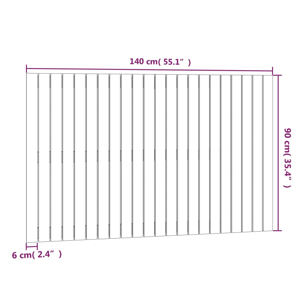 vidaXL Cabeceira de parede 140x3x90 cm madeira de pinho maciça cinza