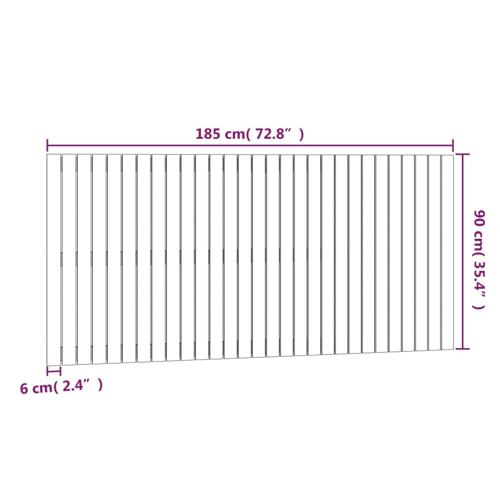 vidaXL Cabeceira de parede 185x3x90 cm madeira de pinho maciça cinza