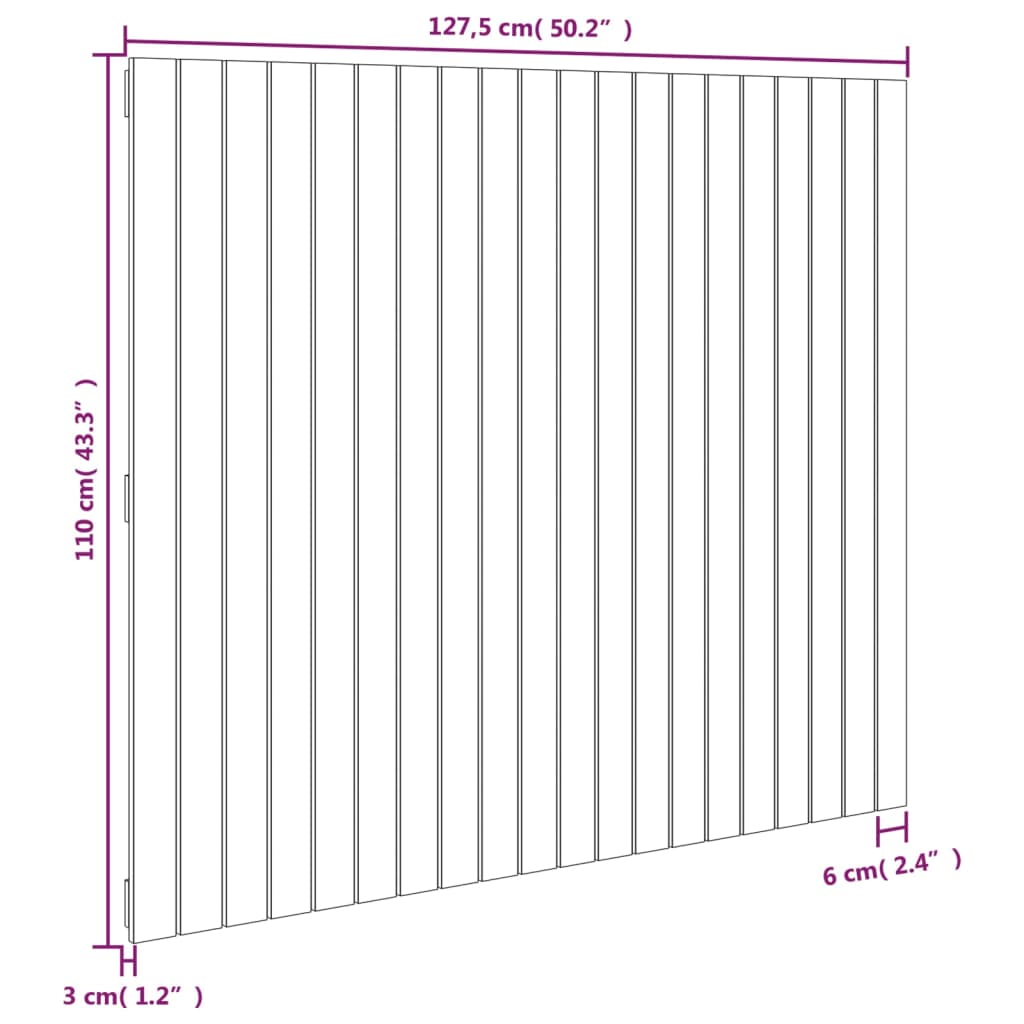 vidaXL Cabeceira de parede 127,5x3x110 cm pinho maciço castanho-mel