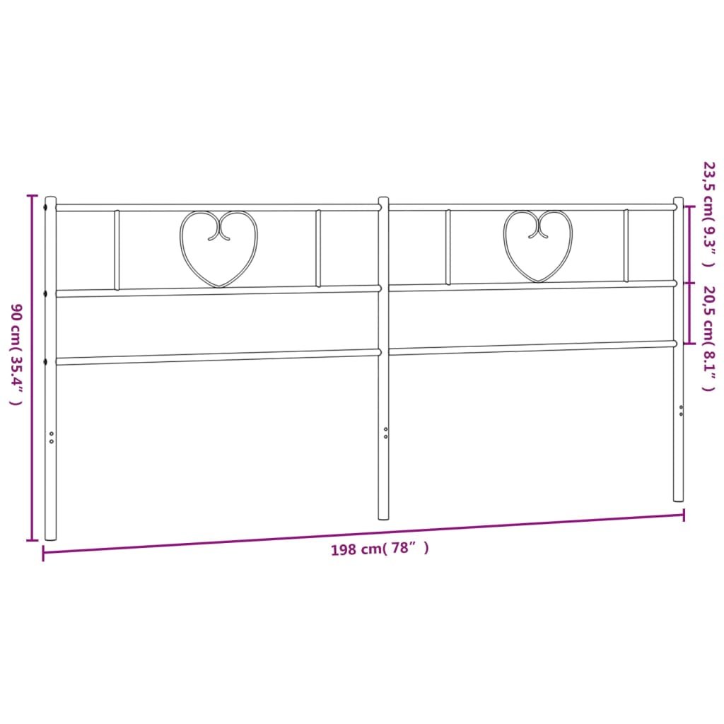 vidaXL Cabeceira de cama 193 cm metal preto