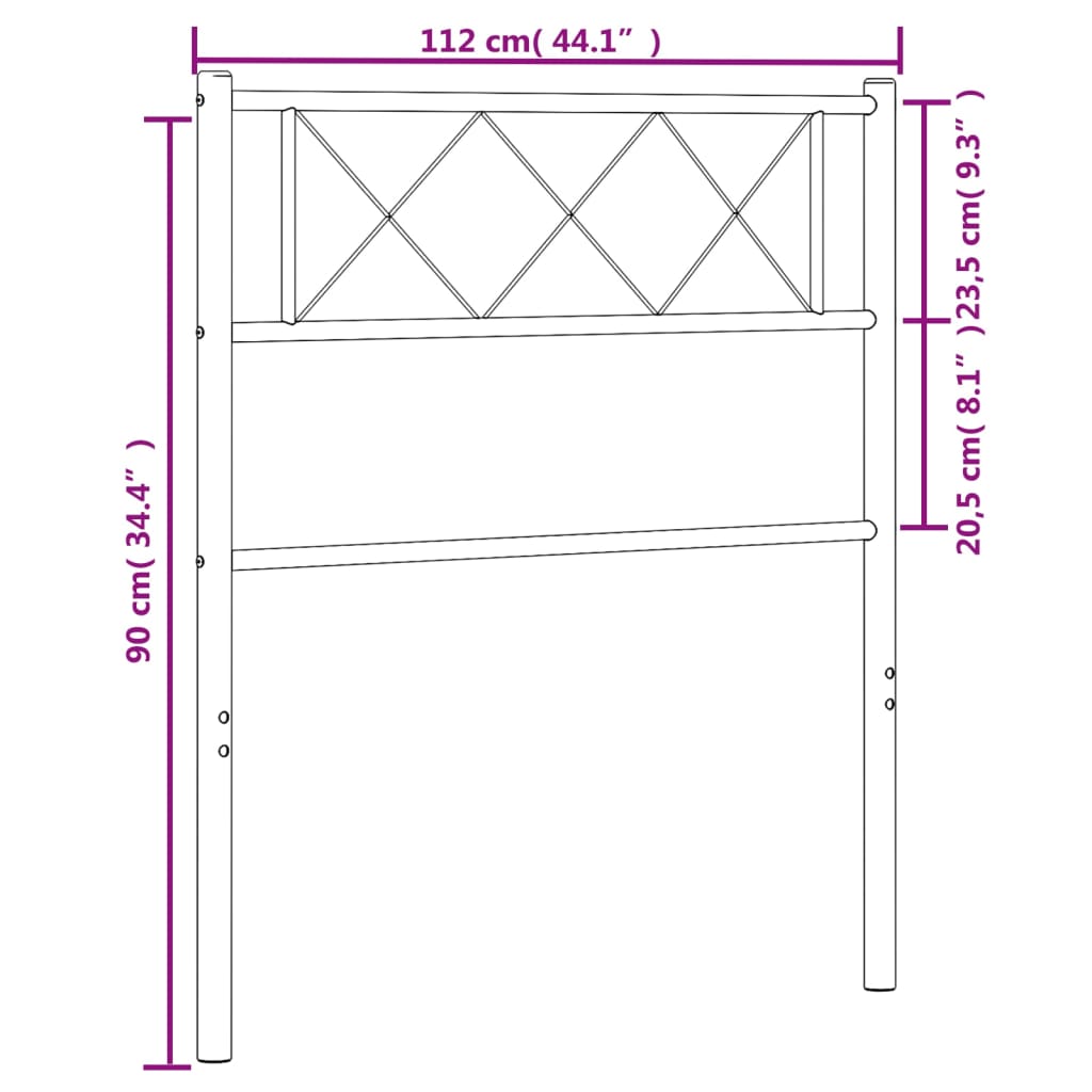 vidaXL Cabeceira de cama 107 cm metal preto