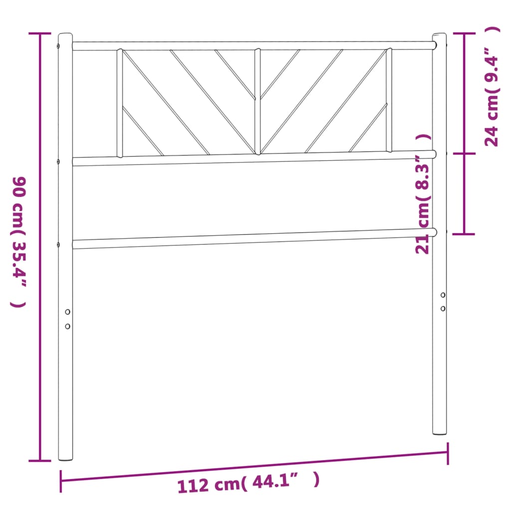 vidaXL Cabeceira de cama 107 cm metal preto