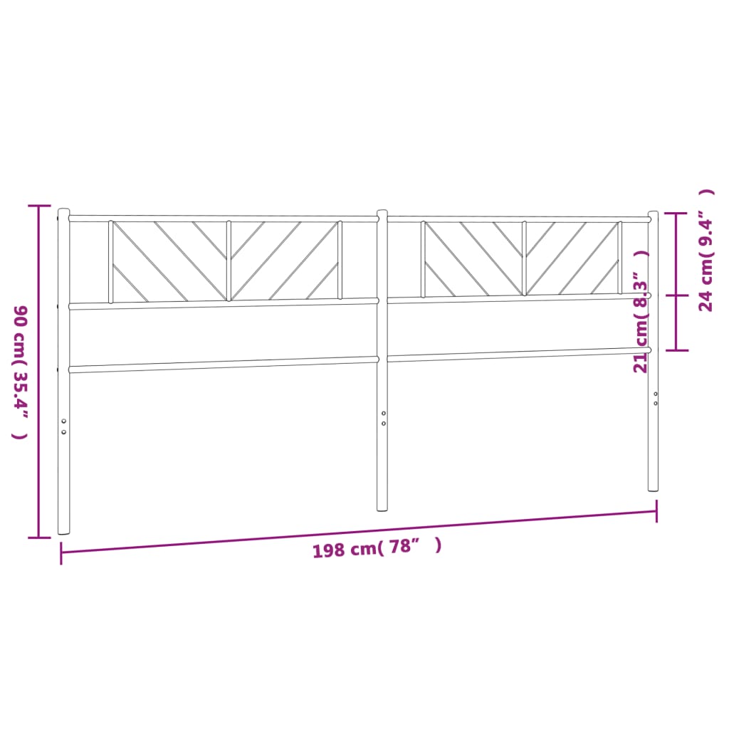 vidaXL Cabeceira de cama 193 cm metal preto