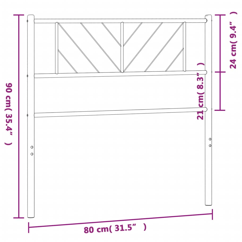 vidaXL Cabeceira de cama 75 cm metal branco